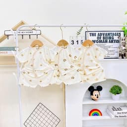 Bộ sơ sinh cộc tay Hàn Quốc Chất Liệu Thun Lạnh Cao Cấp Mềm Mát Thấm Hút Tốt Cho Bé Kích Thước 3