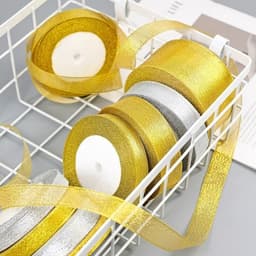 Ruy băng nhũ kim tuyến vàng bạc bản 22m 7