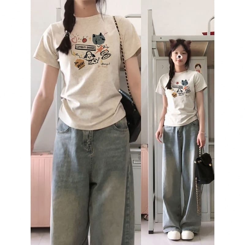 【100% cotton 】Áo baby tee Áo Thun ôm body Áo y2k Áo Thun Nữ Tay Ngắn Vai chính thông thường tôn dáng