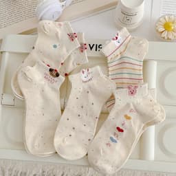 Combo 10 Đôi Tất Thỏ Bông Chấm Bi Cổ Ngắn Hình Dễ Thương 3
