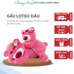 Gấu bông Lotso dâu, gấu dâu nằm ngủ đáng yêu size 40cm - hàng cao cấp 1