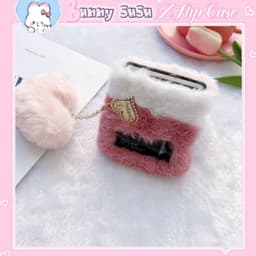 [CÓ SẴN] Ốp Samsung Z Flip 3 - ZFlip3 - Z Flip3 - Flip3 5G lông mềm mịn màu pastel ngọt ngào kèm pompom tim đính đá 9
