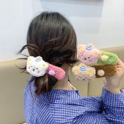 Kẹp tóc mỏ vịt gấu bông dễ thương cho nữ, loại lớn, kẹp sau đầu, kẹp lông mềm, phụ kiện tóc xinh T370 2