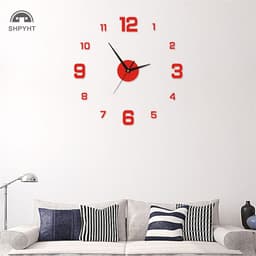 [Shpyht] Đồng hồ treo tường DIY cho văn phòng tại nhà Không khung Đồng hồ treo tường 3D hiện đại Nhãn dán gương Thiết kế phòng khách sạn Trang trí trường học Mới 2