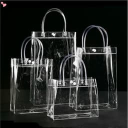 Túi Quà Bằng Nhựa Trong Suốt Có Tay Cầm, Túi Tote Bọc PVC Có Thể Tái Sử Dụng Nhiều Kích Thước Để Mua Sắm Bán Lẻ Goodies Business Boutique Đám Cưới Sinh Nhật Cho Bé Tiệc Tắm Halloween 1