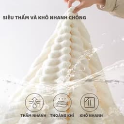 Mũ Quấn Tóc Siêu Thấm Nhanh Khô Cho Phụ Nữ Và Trẻ Em, Chất Liệu Cotton Mềm, Có Nút Cài 2