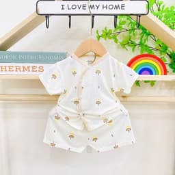 Bộ sơ sinh cộc tay Hàn Quốc Chất Liệu Thun Lạnh Cao Cấp Mềm Mát Thấm Hút Tốt Cho Bé Kích Thước 7