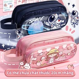 Hộp bút Bóp Viết Trong Suốt Cỡ Lớn In Họa Tiết Dễ Thương Cho Tuổi Teen 4