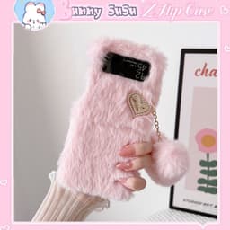 [CÓ SẴN] Ốp Samsung Z Flip 3 - ZFlip3 - Z Flip3 - Flip3 5G lông mềm mịn màu pastel ngọt ngào kèm pompom tim đính đá 2