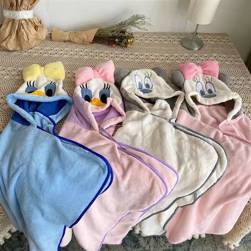 Áo choàng tắm cho bé có mũ, khăn choàng tắm nhiều màu dễ thương cho bé trai bé gái free ship