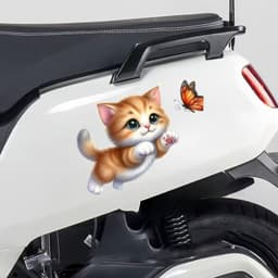 Miếng Dán Trang Trí Mèo Đuổi Bướm 3D, Xe Điện Che Khuyết Điểm Tự Dính 6