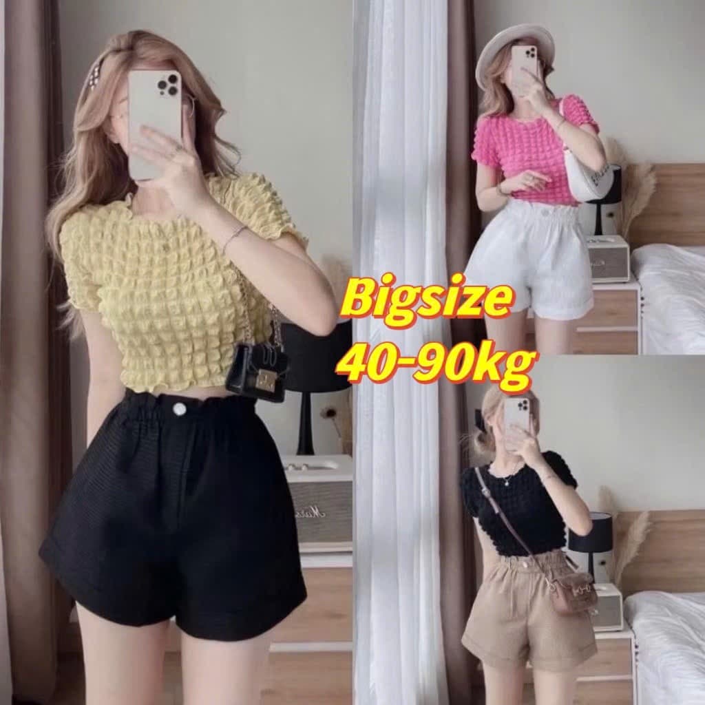 [ SALE ] Áo Thun CROPTOP tay Ngắn Nữ - Chất Xốp Ô Vuông - Bigszize 40 - 90kg