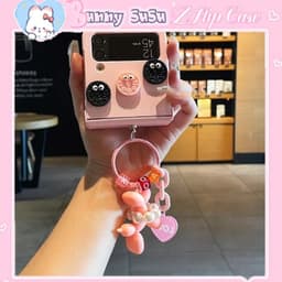 [CÓ SẴN] 2 màu Ốp Z Flip 8 - Flip6 - Z Flip5 - Flip7 5G đen matte charm bánh xinh xắn kèm tag poodle dễ thương có bản lề 1