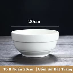 Tô phở , bát canh bằng sứ màu trắng có ngấn 18cm Bát sứ đựng cơm canh 9