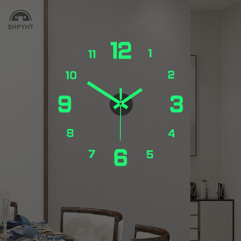 [Shpyht] Đồng hồ treo tường DIY cho văn phòng tại nhà Không khung Đồng hồ treo tường 3D hiện đại Nhãn dán gương Thiết kế phòng khách sạn Trang trí trường học Mới