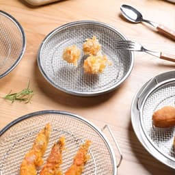Khay lọc dầu SDFG, Chảo nhỏ giọt Tempura chống rỉ tròn, Tiện ích nhà bếp Lưới thép không gỉ có tay cầm Giỏ đựng nồi chiên không khí Trái cây 7