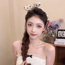 Bow Polka Dot Headband Nữ High Skull Top Mũ chống trượt 4