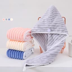 Mũ Quấn Tóc Siêu Thấm Nhanh Khô Cho Phụ Nữ Và Trẻ Em, Chất Liệu Cotton Mềm, Có Nút Cài 1