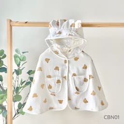 Áo Choàng Chống Nắng Đa Năng Cho Bé Vải Xô Muslin  Có Kính Chống Bụi, Thoáng Mát, Cúc Bấm Tháo Rời Size 3-14kg 6
