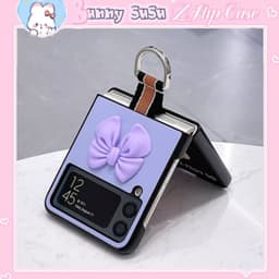 Z Flip 3 - ZFlip3 - Z Flip3 - Flip3 5G vân da charm nơ cute ring đeo giữa kèm dây ngọc 5