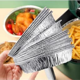Set 100 Khay Giấy bạċ Lót Nồi Chiên Không Dầu, Khuôn Giấy bạċ Nướng Đa Năng 22cm 9
