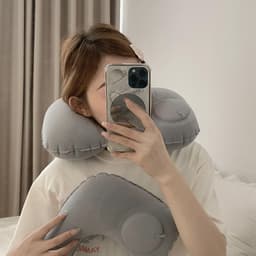 Gối bơm hơi tự động,gối chữ U,gối du lịch,gối bơm hơi,không cần thổi miệng,gấp gọn tiện mang theo 5