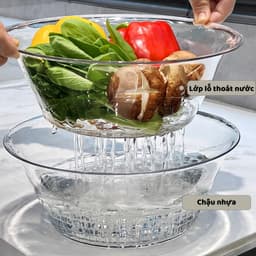''Rổ Rửa Rau 2 Lớp Đời Mới ''Thoát Nước Thông Minh, Chậu Nhựa Rửa Mặt CHOUSE LIFE 4