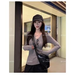 [ MÀU MỚI ] Áo Thun Cổ Tim Dài Tay Ôm Body Co Dãn 4 Chiều BYJANE-825 5