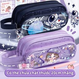 Hộp bút Bóp Viết Trong Suốt Cỡ Lớn In Họa Tiết Dễ Thương Cho Tuổi Teen 3