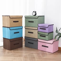 [Nắp dính] Hộp Vải Đựng Đồ, Đựng Quần Áo, Đồ Lót Gấp Gọn - Thùng Đựng Đa Năng - Hộp Có Nắp Đậy Chống Bụi 2