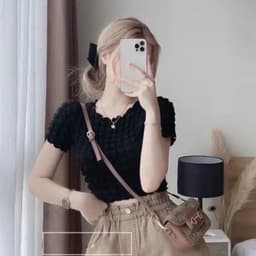 [ SALE ] Áo Thun CROPTOP tay Ngắn Nữ - Chất Xốp Ô Vuông - Bigszize 40 - 90kg 6