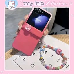 [CÓ SẴN] Ốp Z FLIP 8 - Z Flip 4 - Z Flip7 - Flip5 5G hồng ombre charm bánh cute dây dễ thương kèm thanh bảo vệ bản lề 1