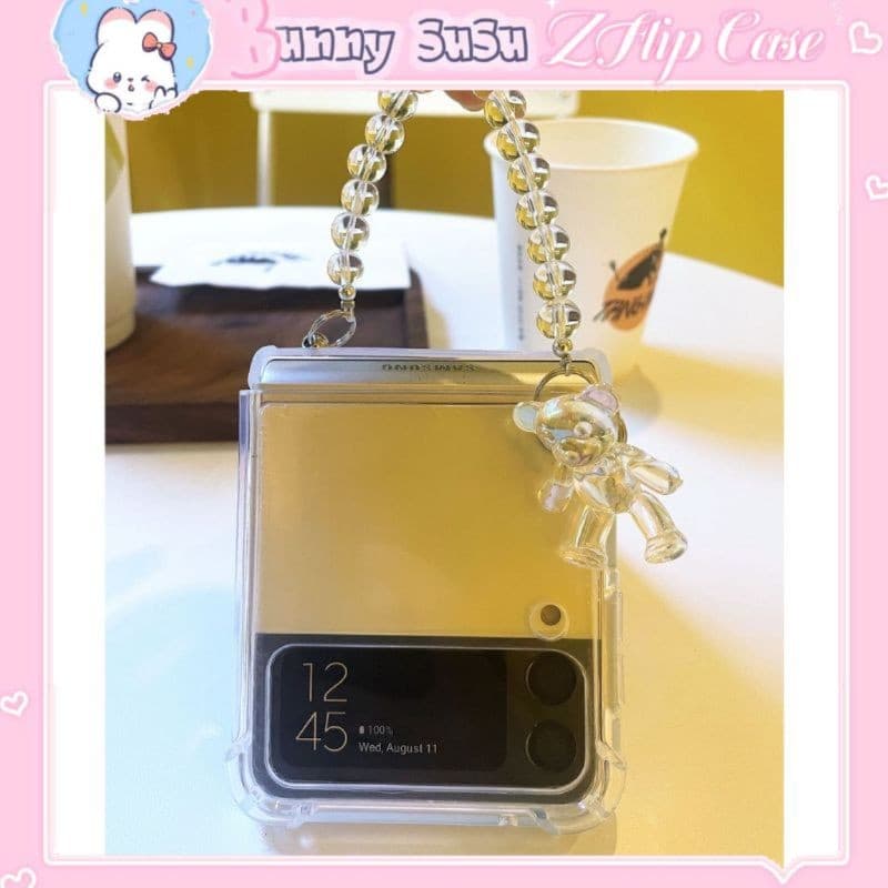 [CÓ SẴN] Ốp chống sốc Samsung Z Flip 4 - Z Flip 3 - ZFlip3 - Z Flip4 5G kèm dây đeo acrylic gấu năng động dễ thương