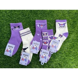 Sét 10 Đôi Tất Vớ Hoạt Hình Kuromi -Tất Cotton Tím Cổ Cao -Tất Dễ Thương Dài Bé Gái Cute 4