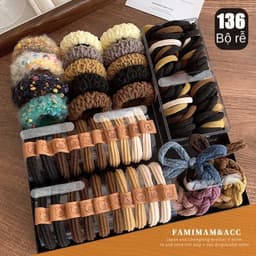Combo 136 Dây Chun Buộc Tóc Nữ – Cao Cấp, Bền Đẹp, Không Đau Tóc 1