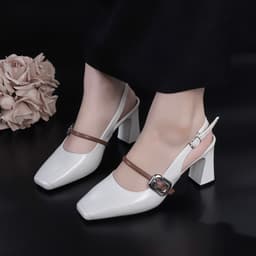Giày Dép Sandal Nữ 𝙔𝙐𝙇𝙄𝙉𝘼 Mũi Vuông khóa chữ nhật gót 6P  J14 8