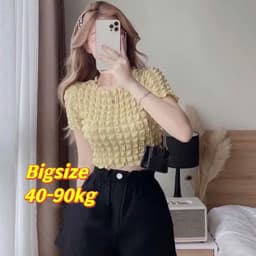 [ SALE ] Áo Thun CROPTOP tay Ngắn Nữ - Chất Xốp Ô Vuông - Bigszize 40 - 90kg 3