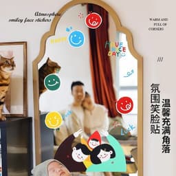 Hoạt Hình Hạnh Phúc Nụ Cười Họa Tiết Miếng Dán Cafe Quần Áo Cửa Hàng Gương Trang Trí Cửa Miếng Dán pvc Tự Dính Trang Trí Phòng Tắm Miếng Dán 6