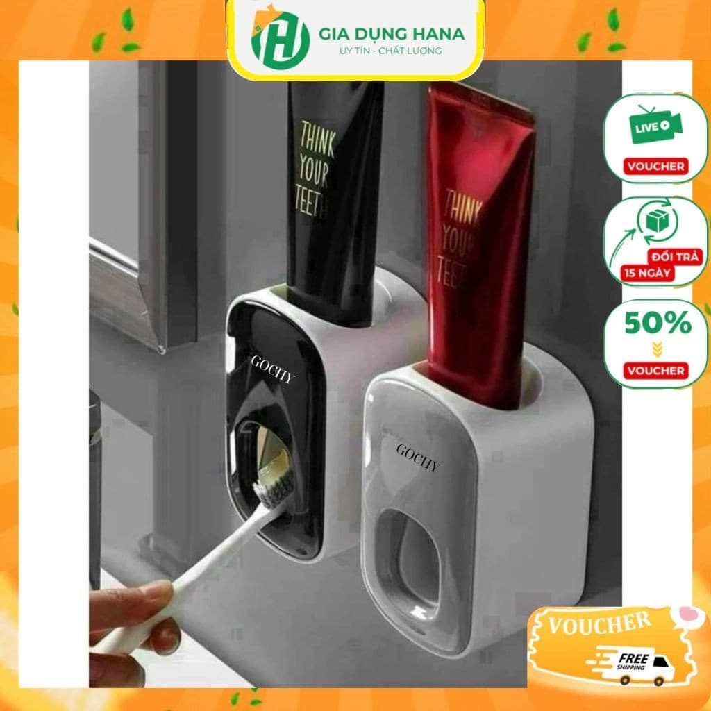 Bộ Nhả Kem Đáng Răng Tự Động Kèm Khay Để Bàn Chải Siêu Tiện Dụng Lắp Đặt Dán Tường