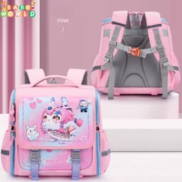 Balo Chống Gù CHo Bé Cấp 1 Bản Hộp ( Vuông ) Kích Thước 33x35cm Chống Thấm Nước 9