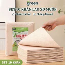 Set 10 Khăn Lau Xơ Mướp Sợi Tự Nhiên Thấm Hút Tốt, Khăn Lau Chén Dĩa Chống Dầu Mỡ, Tái Sử Dụng 1