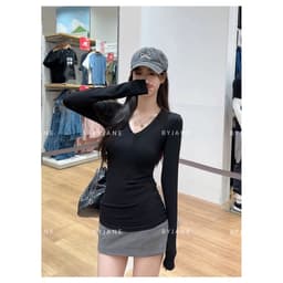 [ MÀU MỚI ] Áo Thun Cổ Tim Dài Tay Ôm Body Co Dãn 4 Chiều BYJANE-825 6