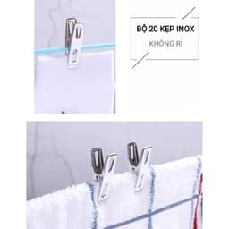 Combo 20 Kẹp Inox 304 Phơi Quần Áo, Chăn Mền Bền Chắc 4x2cm 3