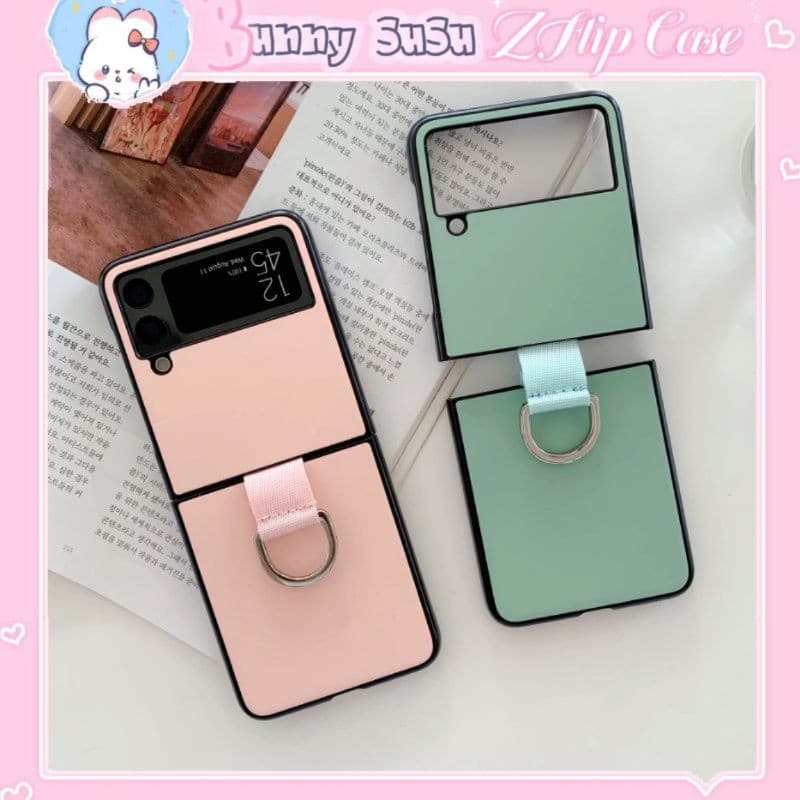 [CÓ SẴN] Ốp Samsung Z Flip 3 - ZFlip 3 - ZFlip3 5G màu pastel dễ thương có móc đeo giữa