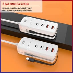 Sạc 5 Cổng USB Type C 20W - Đầu Sạc Đa Năng An Toàn, Tương Thích Nhiều Thiết Bị, Thích Hợp Mọi Nhu Cầu. 1