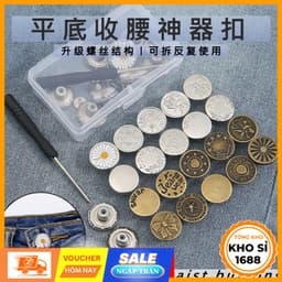 Bộ 42 khuy quần jean 17mm, cúc kim loại họa tiết, kèm tua vít tháo dễ dàng, tiện lợi cho người dùng. 1