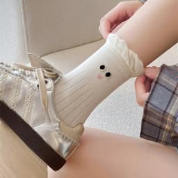 T40 SET 10 Tất Nữ Hàn Quốc Đôi Mắt Dễ Thương Kiểu Dáng Hoạt Hình, Chất Cotton Thu Đông 5