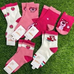 Sét 10 Đôi Tất Vớ Hoạt Hình Kuromi -Tất Cotton Tím Cổ Cao -Tất Dễ Thương Dài Bé Gái Cute 6
