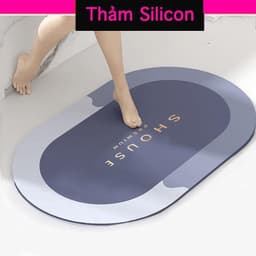 Thảm Lau Chân Silicon cao cấp Siêu Thấm Hút Nước (40x60cm) - Thảm Chùi Chân Đế Cao Su Chống Trơn Trượt Nhung SP 2