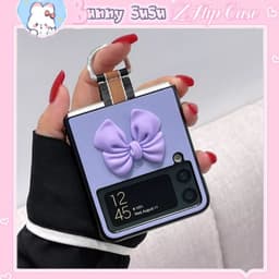 Z Flip 3 - ZFlip3 - Z Flip3 - Flip3 5G vân da charm nơ cute ring đeo giữa kèm dây ngọc 1
